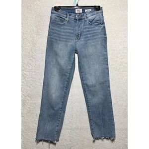 Kensie Jeans Vintage Luxe The Slim High Rise Straight Raw Hem Blue Denim 4/27